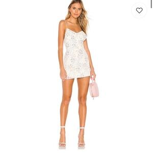 Superdown Eilena Fit & Flare Dress in White Floral size M